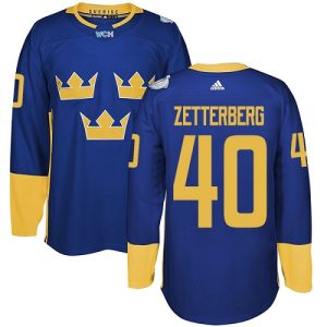 Kinder Team Schweden #40 Henrik Zetterberg Authentic Königsblau Auswärts 2016 World Cup
